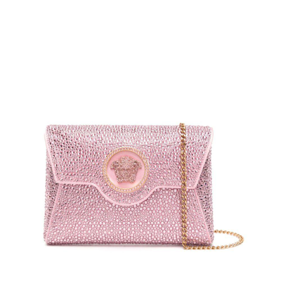 Versace La Medusa Crystal Clutch Bag In Pale Pink  Gold (pink)