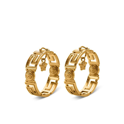 Versace Greca Medusa-head Hoop Earrings In Gold