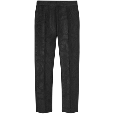 Versace Tailored Wool-blend Trousers In Black