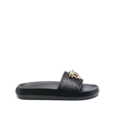 Versace Palazzo Rubber Slides In Black