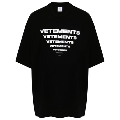 Vetements Logo印花棉t恤 In Black