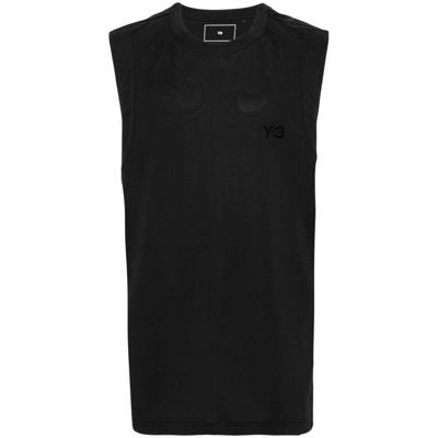 Y-3 Logo-printed Cotton-blend Top In Black