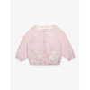 TROTTERS TROTTERS PALE PINK BUNNY-EMBROIDERED SCALLOPED-HEM COTTON AND WOOL-BLEND CARDIGAN 0-9 MONTHS