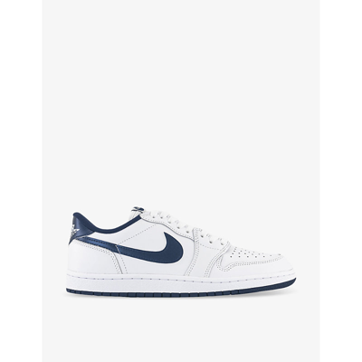 Jordan Mens White Navy White Air 1 Low Panelled Leather Low-top Trainers