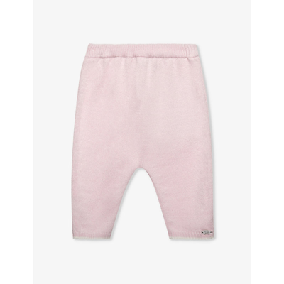 Trotters Babies'  Pale Pink Flopsy Bunny-embroidered Cotton And Wool-blend Leggings 0-9 Months