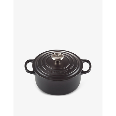 Le Creuset Black Signature Round Cast-iron Casserole Dish 28cm In Black