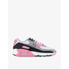 NIKE NIKE WOMENS WHITE GREY ROSE AIR MAX 90 PADDED-COLLAR MESH LOW-TOP TRAINERS