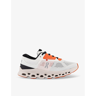 On-running Womens Undyed White Sand F Cloudstratus Cushioned-sole Mesh Low-top Trainers