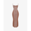 House Of Cb Bonita Sequin Cutout Maxi Cocktail Dress In Cafe Au