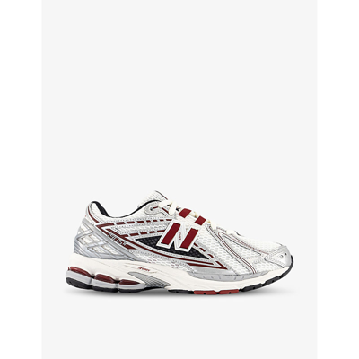 NEW BALANCE NEW BALANCE MEN'S SILVER METALLIC RED 1906R BRAND-EMBELLISHED LEATHER AND MESH LOW-TOP TRAINERS