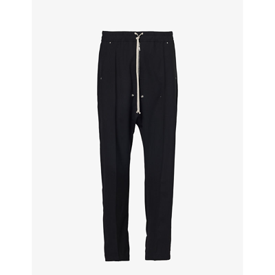 Rick Owens Mens Black Bela Dropped-crotch Straight-leg Stretch-wool Trousers