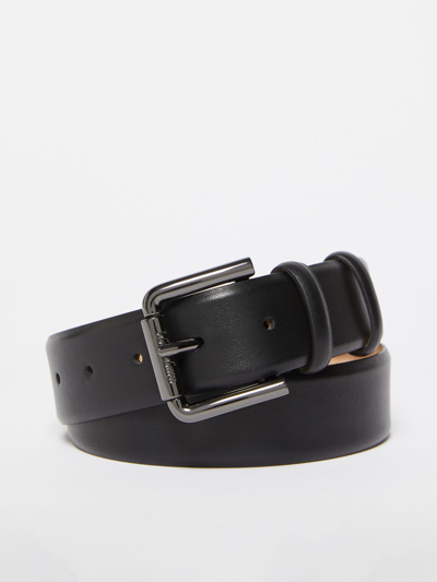 Max Mara Nappa Leather Belt In Black