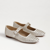 Sam Edelman Michaela Gem Mary Jane Flat Modern Ivory Twill In White