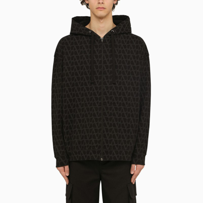 VALENTINO VALENTINO | BLACK HOODIE WITH TOILE ICONOGRAPHE PRINT