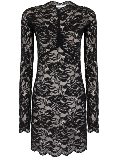 Rabanne Floral-lace Minidress In Black  