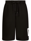 Dolce & Gabbana Black Bermuda Shorts With Contrasting Dg Patch In Black  