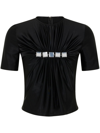 Rabanne Viscose Top With Round Neckline And Gathered Front In Black  