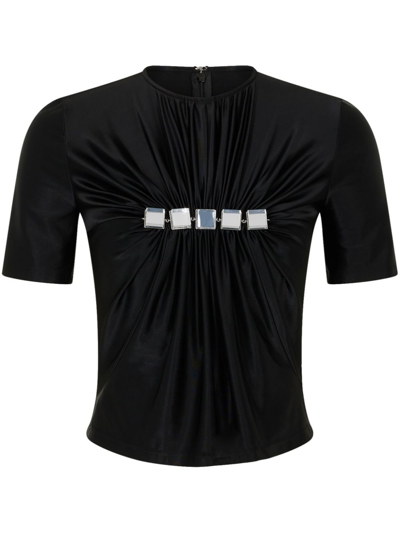 Rabanne Gem-embellished Draped-effect Top In Black  