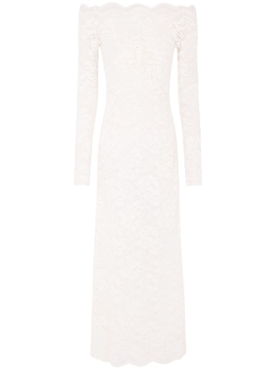 Rabanne Floral-lace Bardot-collar Dress In White