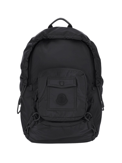 Moncler Logo Patch Zip-up Backpack In Black  