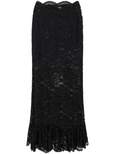 Rabanne High-waist Lace Midi Skirt In Black  