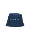 Marni Logo Embroidered Twill Bucket Hat In Blue