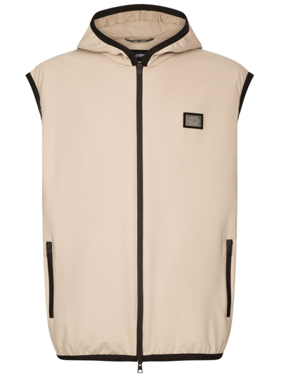 Dolce & Gabbana Hooded Vest In Neutrals