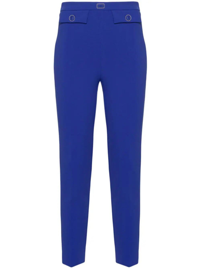 Elisabetta Franchi Logo-plaque Slim-fit Trousers In Blue