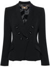 Elisabetta Franchi Double-breasted Jacket With Belted Waist In Black  