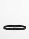 Massimo Dutti Braided Leather Belt In Black