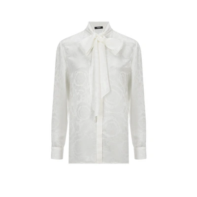 Versace Silk-blend Shirt In White