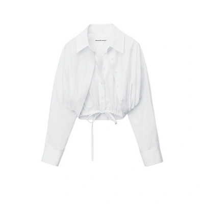 Alexander Wang Cropped Cotton Shirt In White