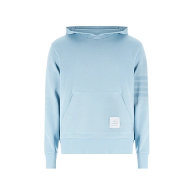 Sergio Rossi 4 Bar Hoodie In Cotton Knit In Light Blue