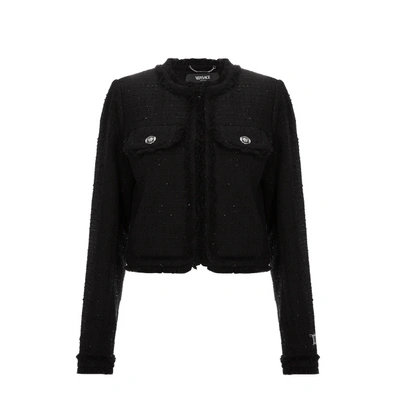 Versace Tweed Jacket In Black