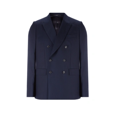 Paul Smith Double-breasted Wool Suit Jacket In Navy