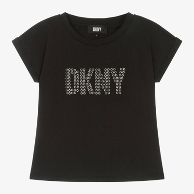 Dkny Kids'  Girls Black Studded Cotton T-shirt