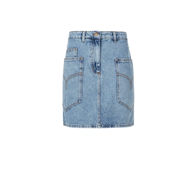 Moschino Cotton Denim Short Skirt In Blue
