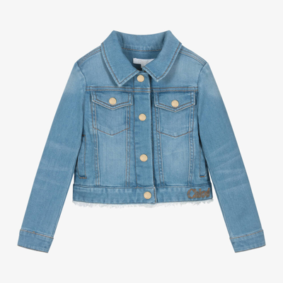Chloé Babies' Girls Blue Denim Jacket