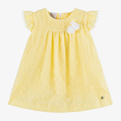 Paz Rodriguez Baby Girls Yellow Embroidered Tulle Dress
