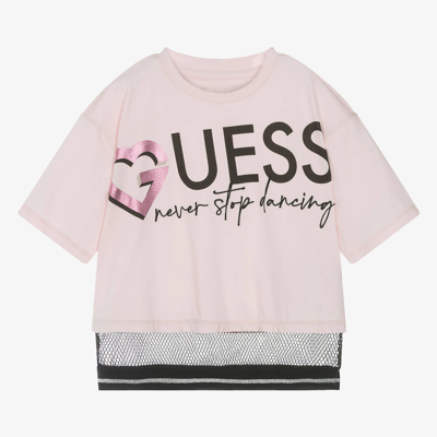 Guess Kids' Junior Girls Pink Cotton Dance T-shirt