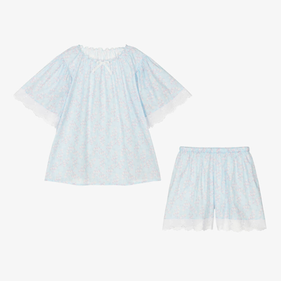 Amiki Children Teen Girls Blue Cotton Short Pyjamas