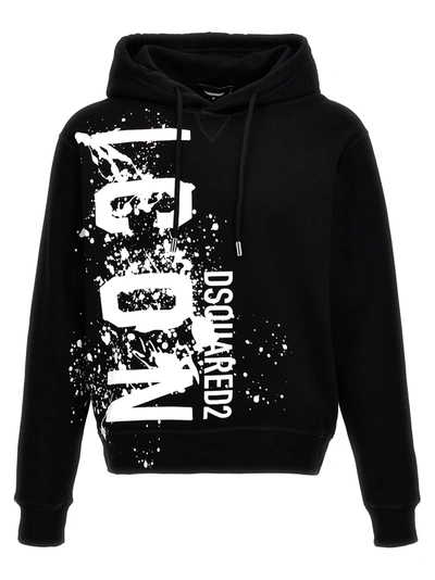 Dsquared2 Icon Splash Hoodie In Black