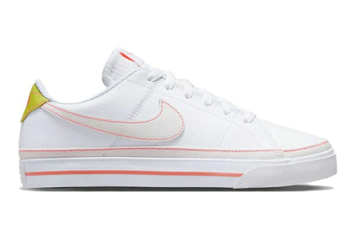Pre-owned Nike Court Legacy Next Nature Hot Punch Contrast Stitch (women's) In White/hot Punch/bright Cactus