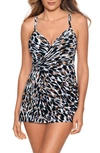 Miraclesuit Fur Realz Adora Skirted One-piece Swimsuit In Brown Multi