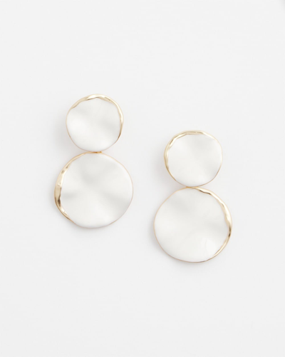 Chico's White Round Drop Earrings |