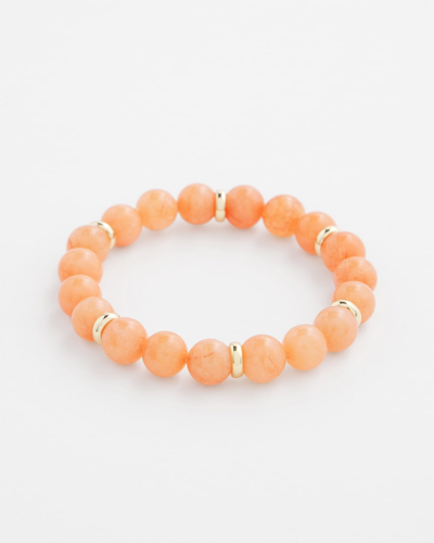 Chico's Pink Jade Beaded Stretch Bracelet |  In Pink Clay