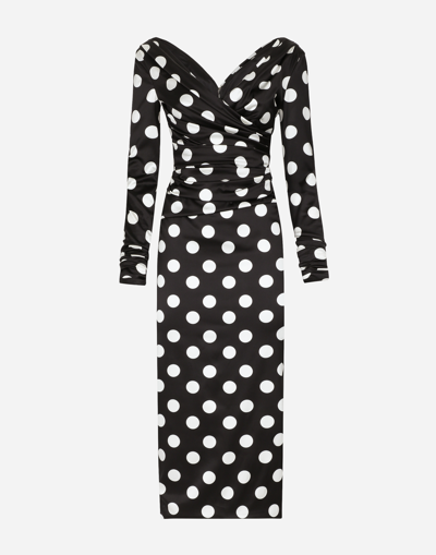 Dolce & Gabbana Polka Dot-print Satin Dress