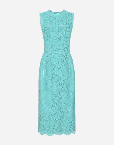 Dolce & Gabbana Floral-lace Sleeveless Midi Dress In Green