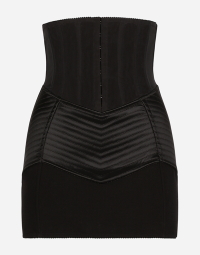 Dolce & Gabbana Short Skirt With Corset Belt Detail In Black