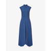 Reiss Womens Green Livvy A-line Stretch-crepe Midi Dress In Blue